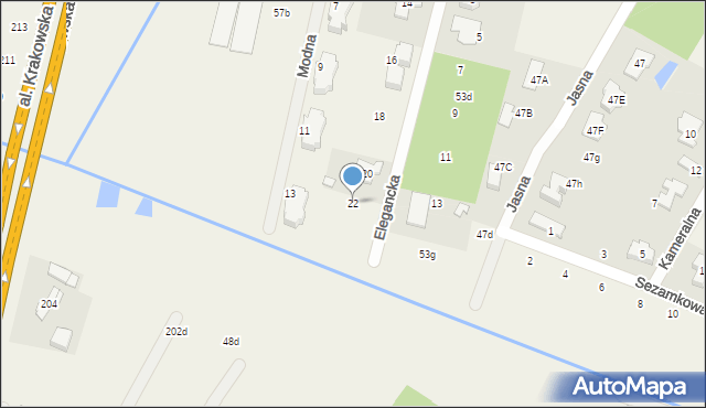 Łazy, Elegancka, 22, mapa Łazy