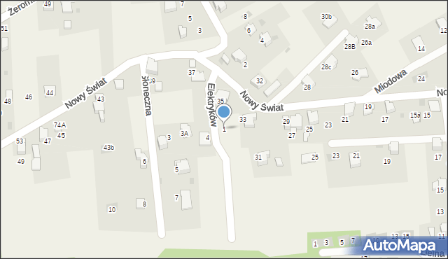 Łodygowice, Elektryków, 1, mapa Łodygowice