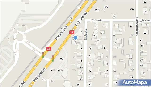 Łódź, Elbląska, 3a, mapa Łodzi