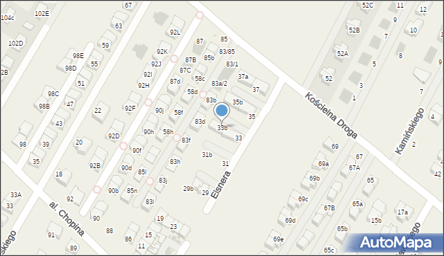 Łomianki Dolne, Elsnera Józefa, 33b, mapa Łomianki Dolne