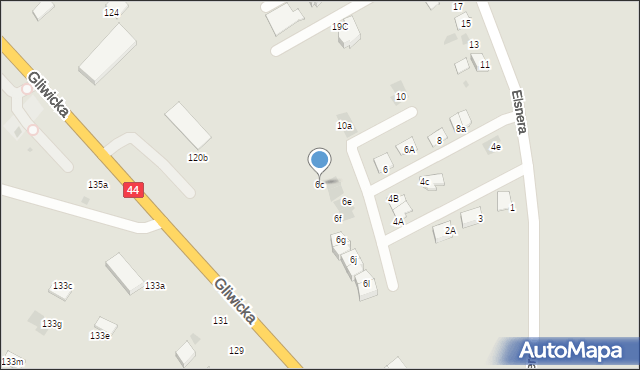 Mikołów, Elsnera Józefa, 6c, mapa Mikołów