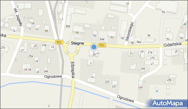 Stegna, Elbląska, 1a, mapa Stegna