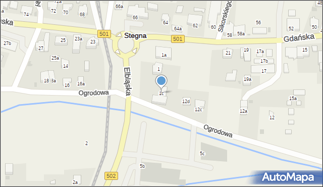 Stegna, Elbląska, 1c, mapa Stegna
