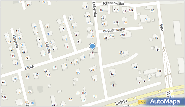 Suwałki, Ełcka, 1, mapa Suwałk