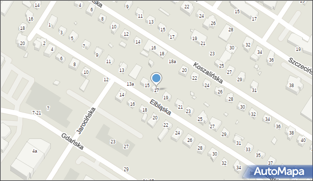 Toruń, Elbląska, 17, mapa Torunia