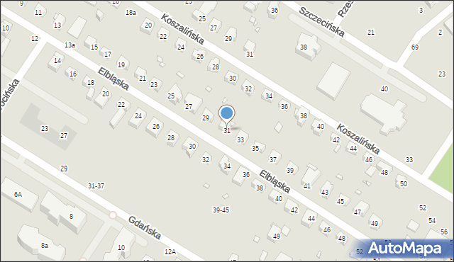 Toruń, Elbląska, 31, mapa Torunia