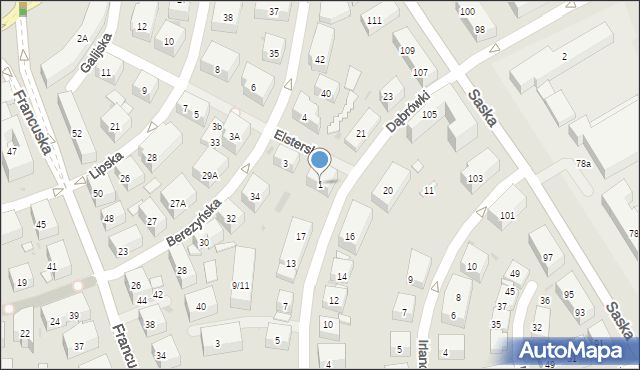 Warszawa, Elsterska, 1, mapa Warszawy