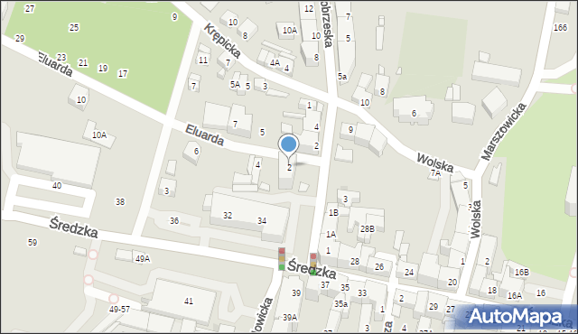 Wrocław, Eluarda Pawła, 2, mapa Wrocławia