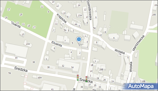 Wrocław, Eluarda Pawła, 3, mapa Wrocławia