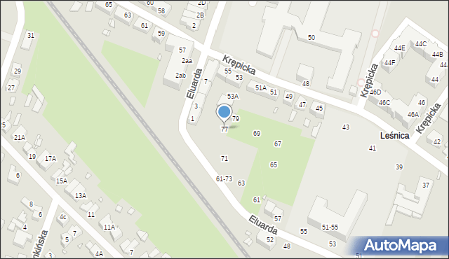 Wrocław, Eluarda Pawła, 77, mapa Wrocławia