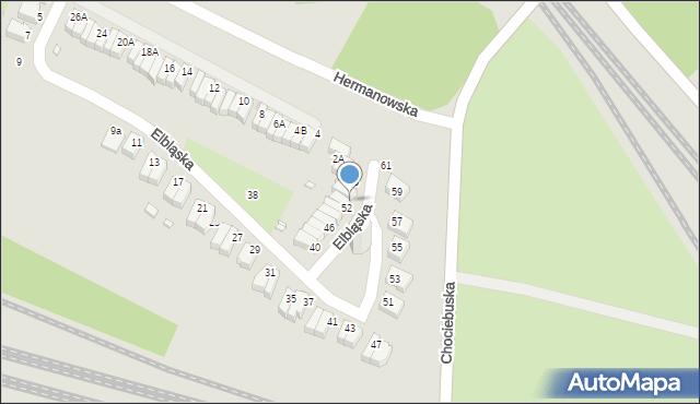 Wrocław, Elbląska, 54, mapa Wrocławia