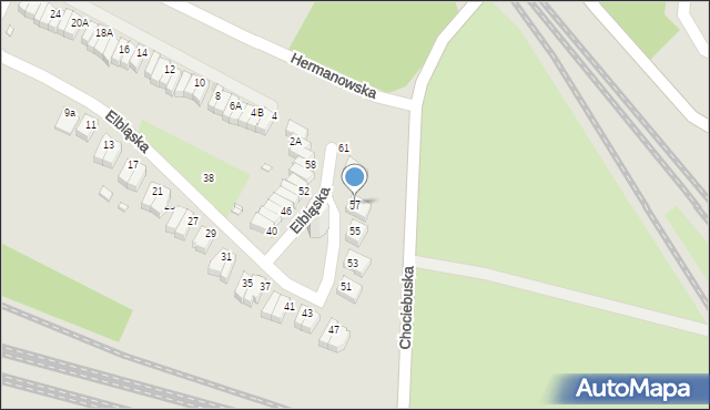 Wrocław, Elbląska, 57, mapa Wrocławia