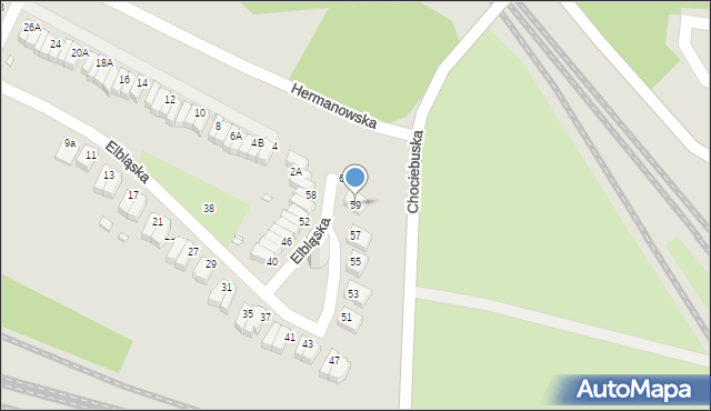 Wrocław, Elbląska, 59, mapa Wrocławia