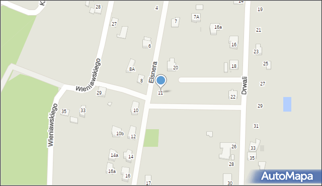 Żory, Elsnera Józefa, 11, mapa Żor