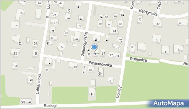 Bydgoszcz, Emilianowska, 13, mapa Bydgoszczy