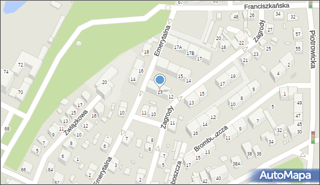 Katowice, Emerytalna, 13, mapa Katowic