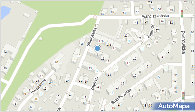 Katowice, Emerytalna, 15A, mapa Katowic