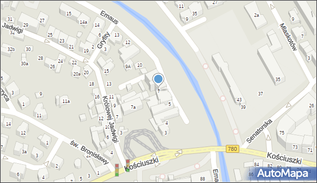 Kraków, Emaus, 7, mapa Krakowa