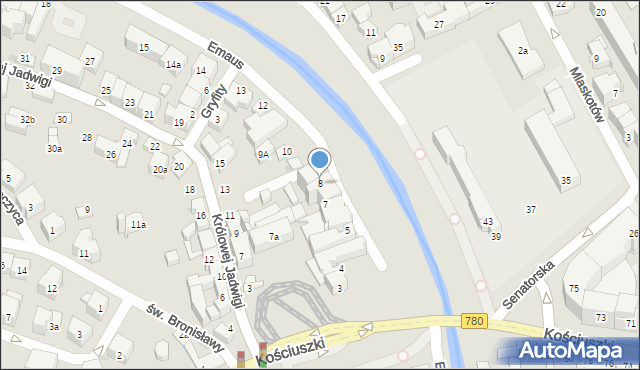 Kraków, Emaus, 8, mapa Krakowa