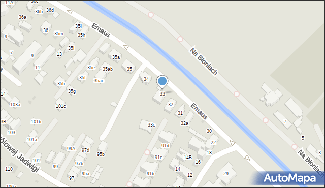 Kraków, Emaus, 33, mapa Krakowa
