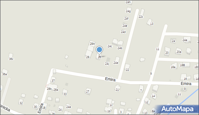 Kraków, Emira, por., 26, mapa Krakowa