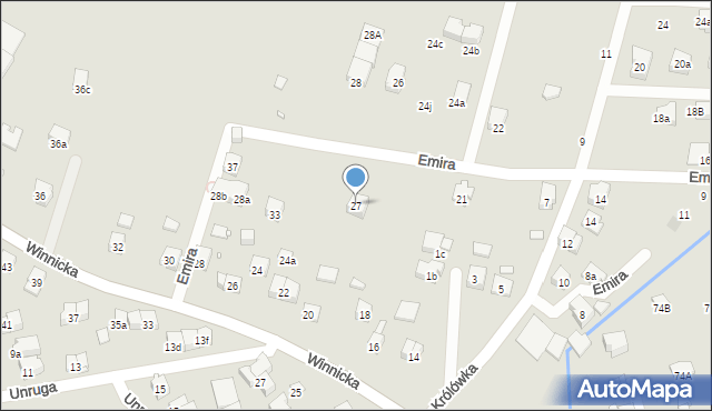 Kraków, Emira, por., 27, mapa Krakowa