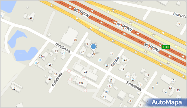 Warszawa, Emaliowa, 20, mapa Warszawy