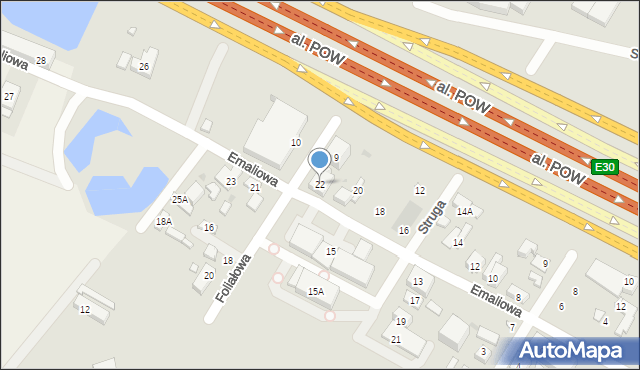 Warszawa, Emaliowa, 22, mapa Warszawy
