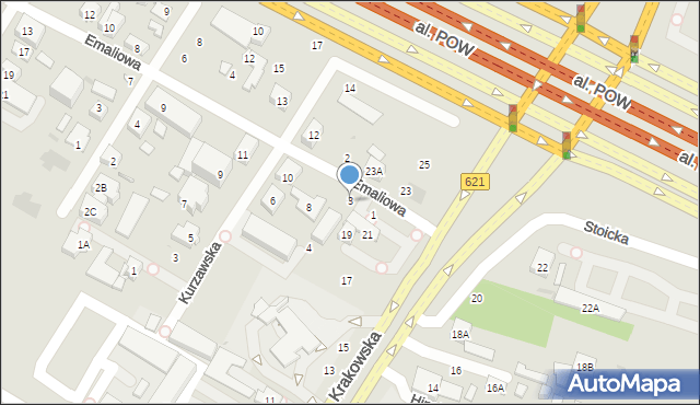 Warszawa, Emaliowa, 3, mapa Warszawy