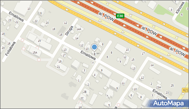 Warszawa, Emaliowa, 8, mapa Warszawy