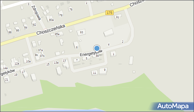 Drawno, Energetyków, 3A, mapa Drawno