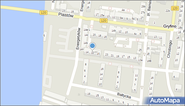 Gryfino, Energetyków, 12, mapa Gryfino