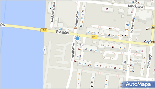 Gryfino, Energetyków, 14g, mapa Gryfino