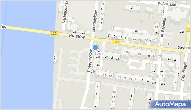 Gryfino, Energetyków, 14h, mapa Gryfino