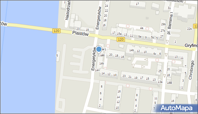 Gryfino, Energetyków, 14i, mapa Gryfino