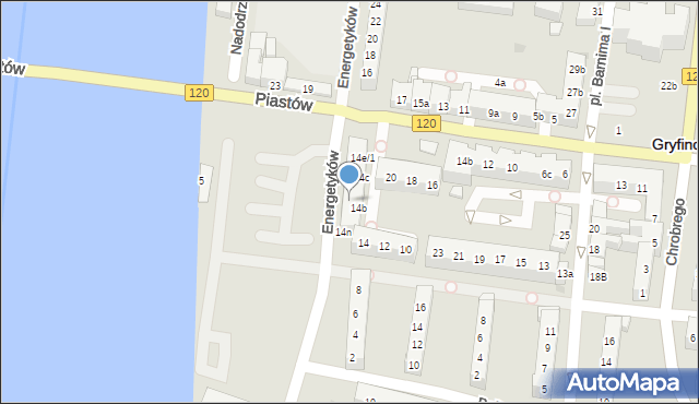 Gryfino, Energetyków, 14k, mapa Gryfino