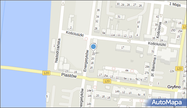 Gryfino, Energetyków, 22, mapa Gryfino