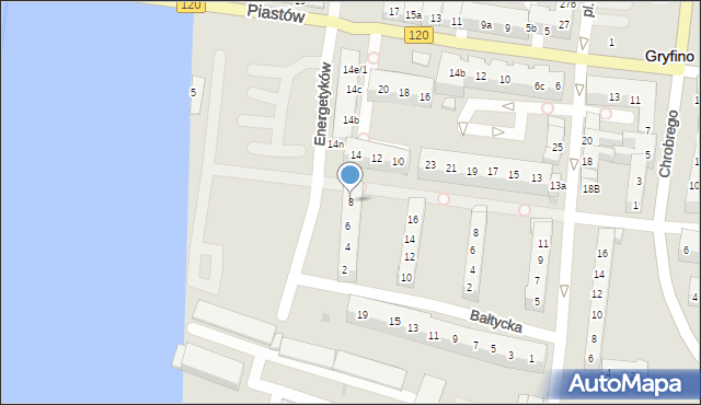 Gryfino, Energetyków, 8, mapa Gryfino