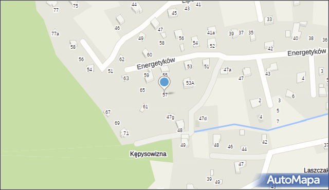 Meszna, Energetyków, 57, mapa Meszna