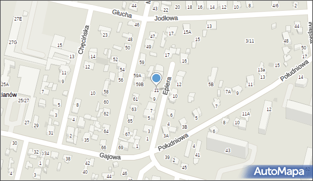 Radom, Eplera Adama, gen., 11, mapa Radomia