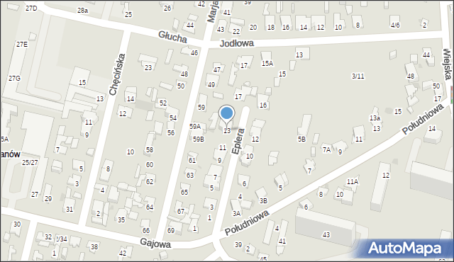 Radom, Eplera Adama, gen., 13, mapa Radomia