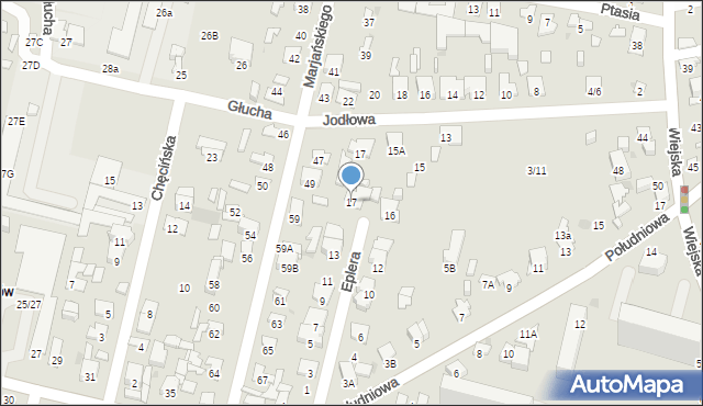 Radom, Eplera Adama, gen., 17, mapa Radomia