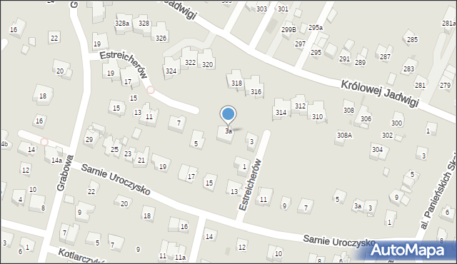 Kraków, Estreicherów, 3a, mapa Krakowa
