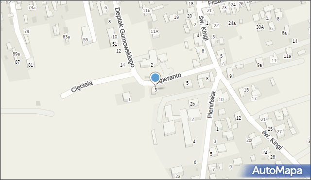 Krościenko nad Dunajcem, Esperanto, 3, mapa Krościenko nad Dunajcem