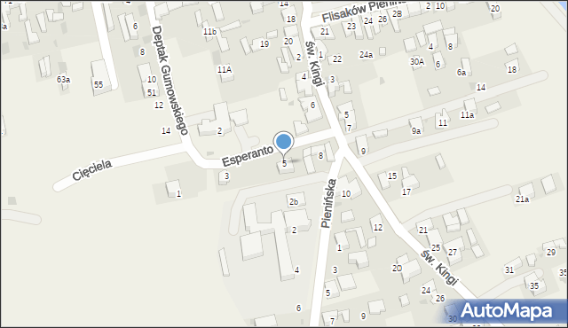 Krościenko nad Dunajcem, Esperanto, 5, mapa Krościenko nad Dunajcem