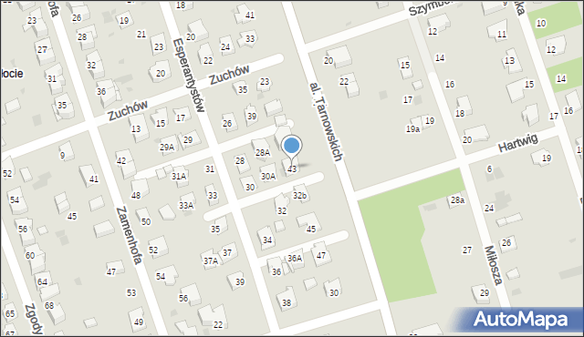 Tarnów, Esperantystów, 30b, mapa Tarnów