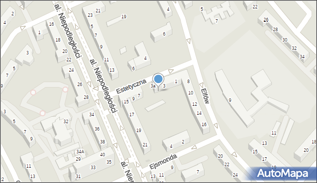 Tychy, Estetyczna, 3b, mapa Tychów