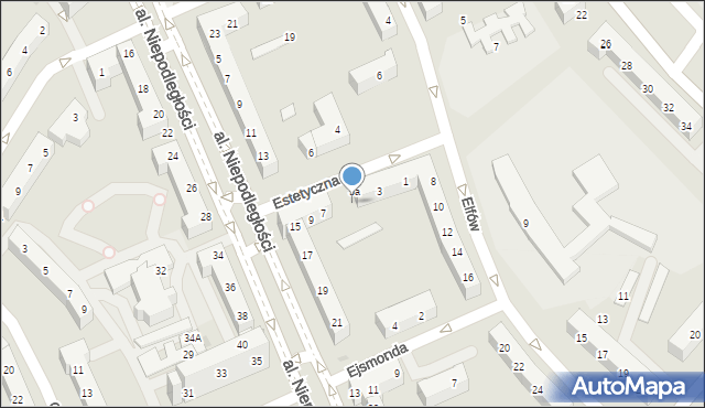 Tychy, Estetyczna, 5, mapa Tychów