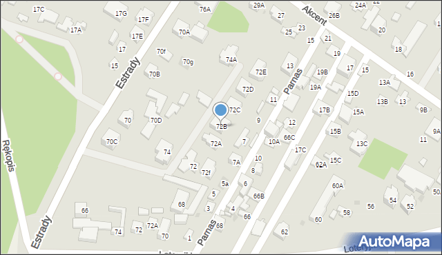 Warszawa, Estrady, 72B, mapa Warszawy