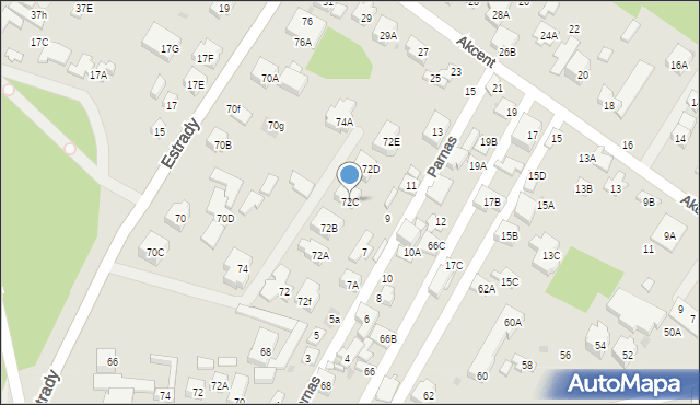 Warszawa, Estrady, 72C, mapa Warszawy